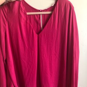 LUSH size XL long sleeve hot pink chiffon shirt